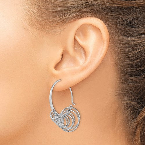 Leslie's Sterling Silver Polished and Laser-cut Hoop Earrings