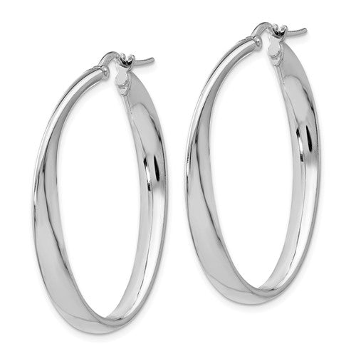 Leslie's Sterling Silver Polished Twisted Oval Hoop Earrings
