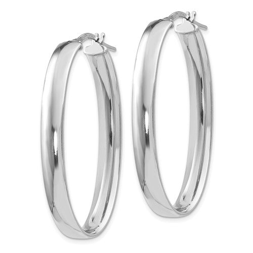 Leslie's Sterling Silver Polished Oval Hinged Hoop Earrings