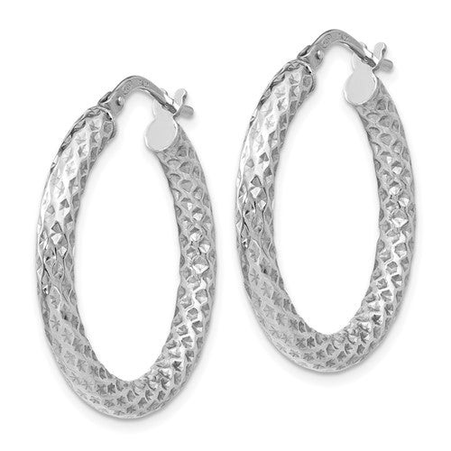 Leslie's Sterling Silver Polished and Textured Hinged Hoop Earrings