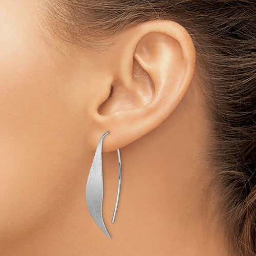 Leslie's Sterling Silver Rhodium-plated Polished and Brushed Earrings