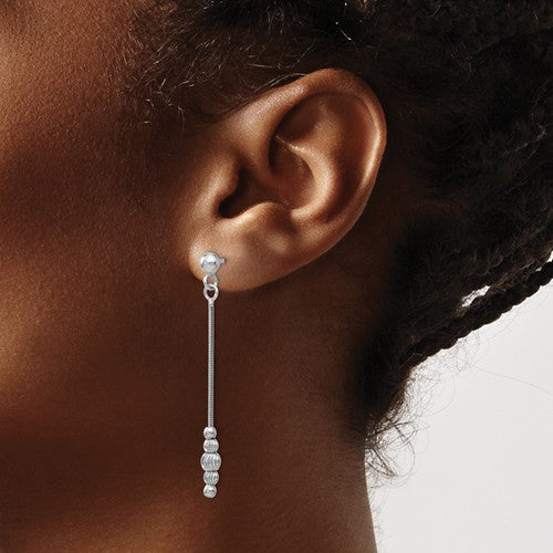 Leslie's Sterling Silver Polished and D/C Post Dangle Earrings