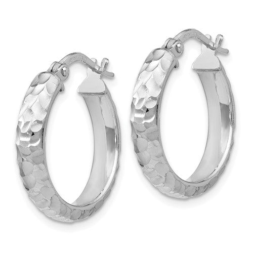 Leslie's SS Radiant Essence Rhodium-plated Hinged Hoop Earrings