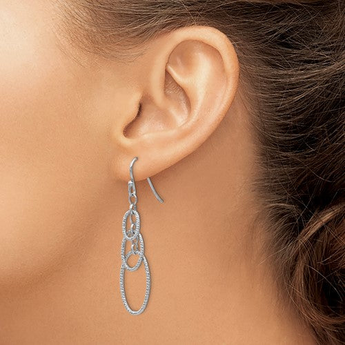 Leslie's Sterling Silver Textured Dangle Shepherd Hook Earrings