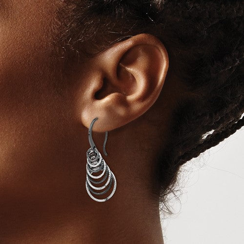 Leslie's Sterling Silver Ruthenium-plated Laser Textured Earrings