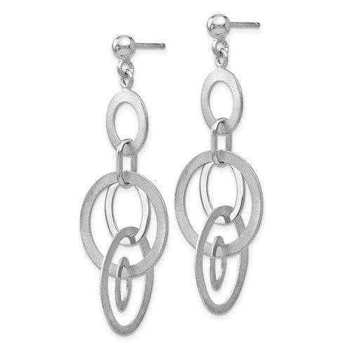 Leslie's Sterling Silver Rhodium-plated Polished and Brushed Dangle Earring