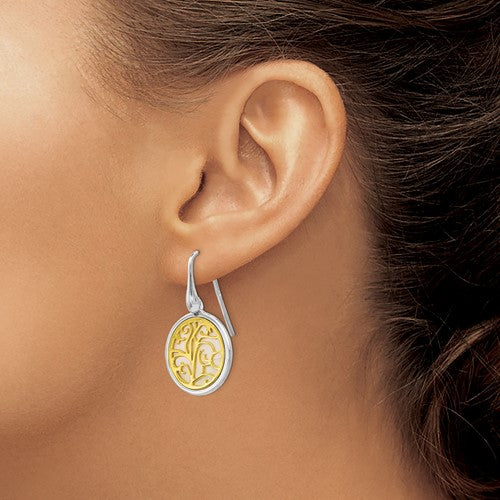 Leslie's Sterling Silver Gold-tone Mother of Pearl Dangle Earrings