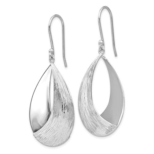Leslie's Sterling Silver Polished and Textured Dangle Earrings