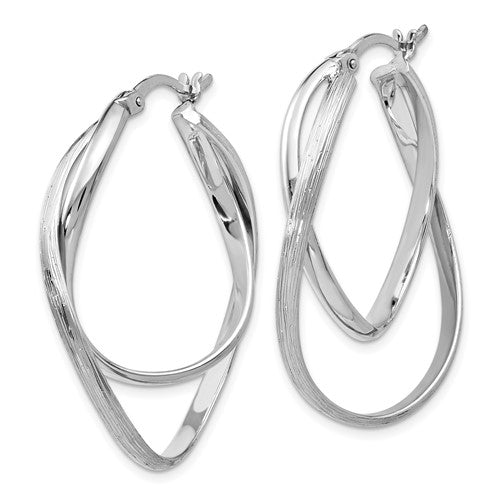 Leslie's Sterling Silver Polished and Textured Hoop Earrings