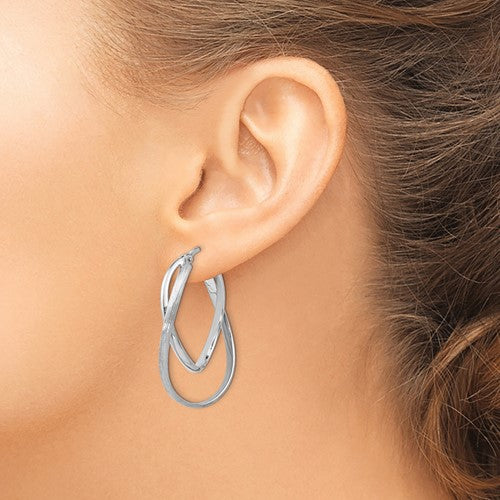 Leslie's Sterling Silver Polished and Textured Hoop Earrings
