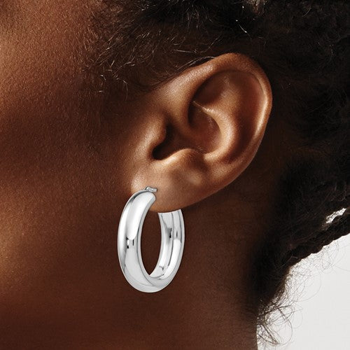 Leslie's Sterling Silver Polished Oval Hoop Earrings