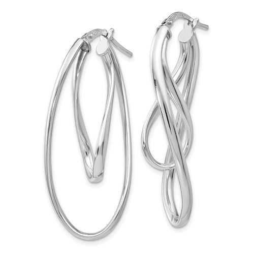 Leslie's Sterling Silver Polished Twisted Oval Hoop Earrings