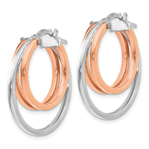 Leslie's Sterling Silver Rose-tone Polished Hoop Earrings