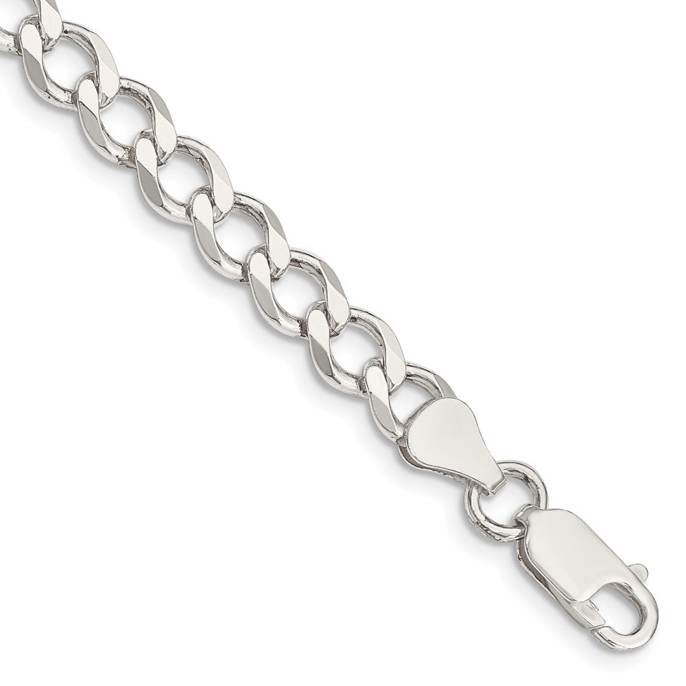 Sterling Silver 6.7mm Semi-solid Flat Curb Chain
