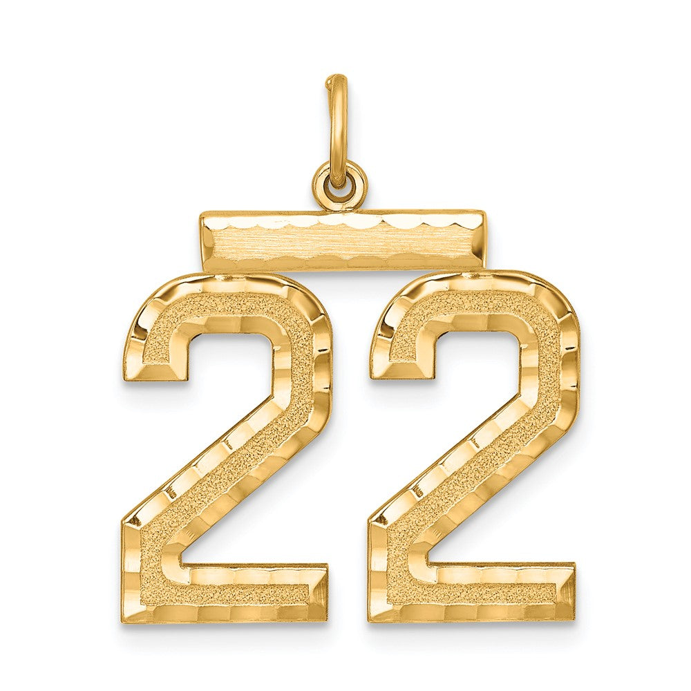 Sterling Silver Gold-plated Large Diamond-cut #22 Charm