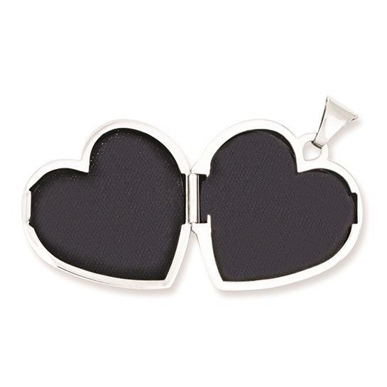 Sterling Silver Rhodium-plated Plain 21mm Heart Locket