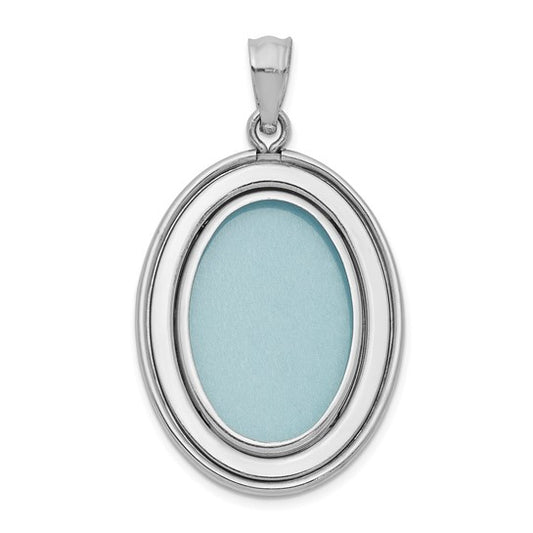 Sterling Silver Rhodium-plated Diamond Forever in My.. Oval Open Locket