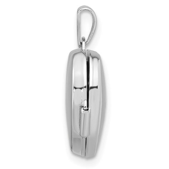 Sterling Silver Rhodium-plated Diamond Sweet 16 Dangle 15mm Heart Locket