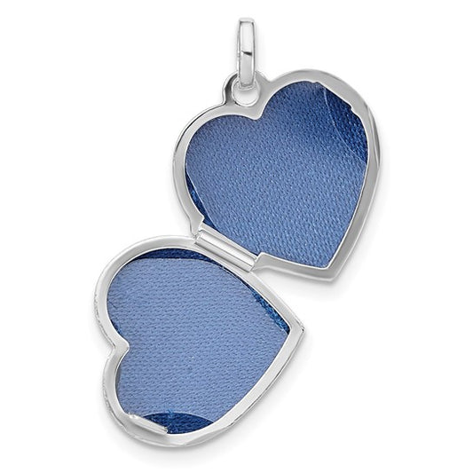 Sterling Silver Rhodium-plated Mom 15mm Heart Locket