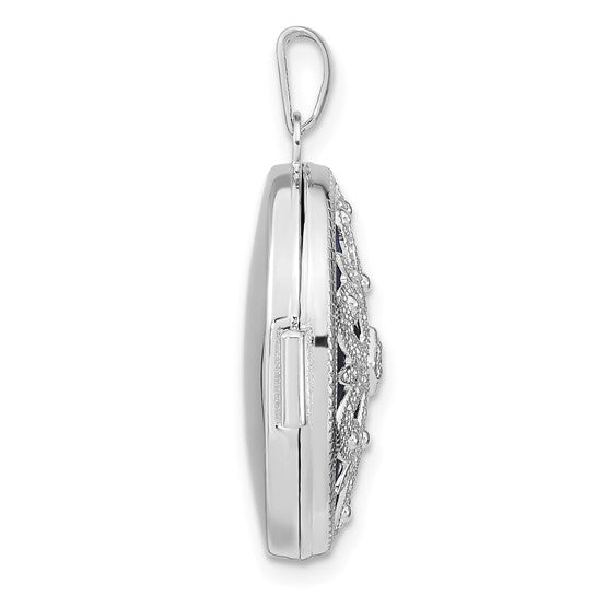 Sterling Silver Rhodium-plated Polished 26x20mm Oval Ash Holder Locket