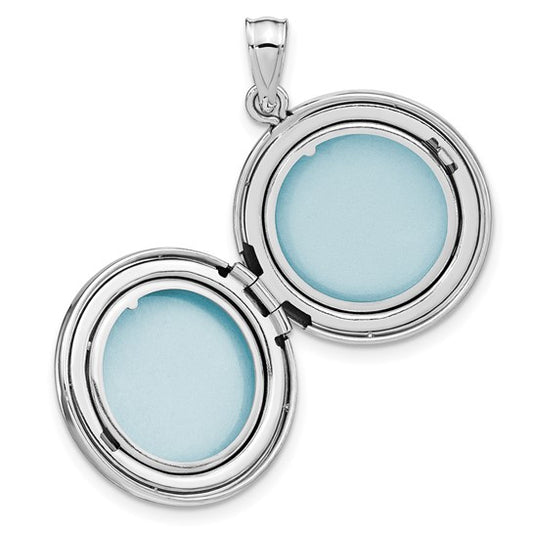 Sterling Silver Rhodium-plated Polished Paw Prints 20mm Round Locket