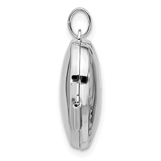 Sterling Silver Rhodium-plated Swirl 19mm Oval Locket