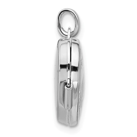 Sterling Silver Rhod-pltd 15mm Forever In My Heart Rainbow Heart Locket