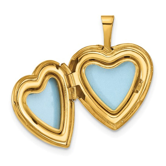 1/20 Gold Filled Polished and Epoxy 16mm Floral Cross Heart Locket