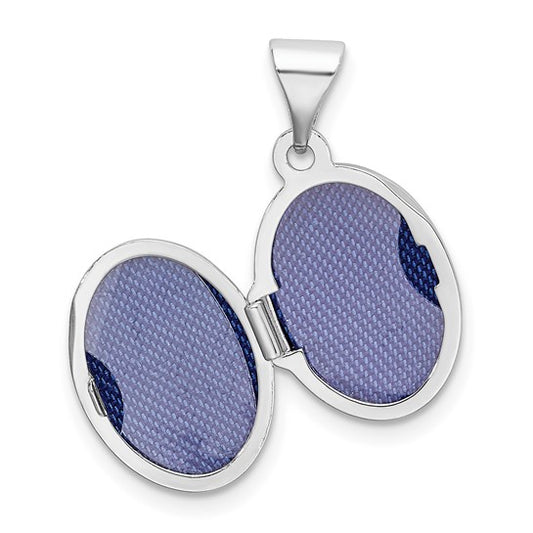 Sterling Silver Rhodium-plated Floral Butterfly Oval Locket