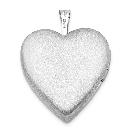 Sterling Silver Rhodium-plated 20mm Enameled Flower and Cross Heart Locket