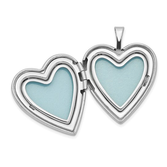 Sterling Silver Rhodium-plated 20mm Polished Swirl Heart Locket