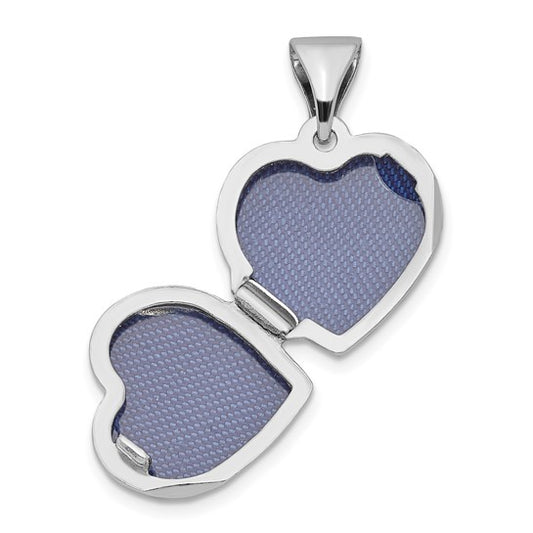 Sterling Silver Rhodium-plated and Diamond 20mm D/C Heart Locket