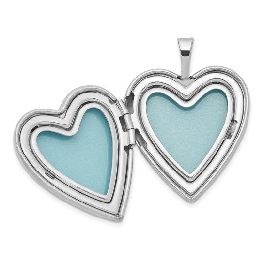 Sterling Silver Rhodium-plated Polished and Satin Butterfly Heart 18in Locket Necklace and 14in Pendant Necklace Set