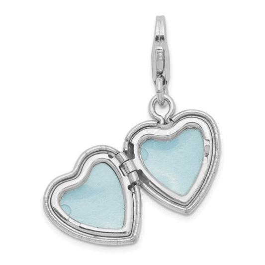 Sterling Silver Diamond Lobster Clasp 12mm Heart Locket Charm