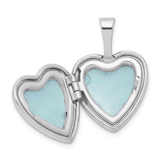 Sterling Silver Rhodium-plated and Diamond Star Polished 12mm Heart Locket