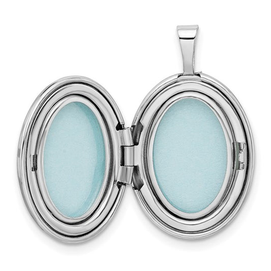 Sterling Silver Rhodium-plated Swirl 19mm Oval Locket