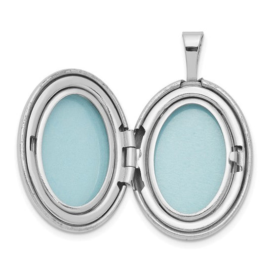 Sterling Silver Rhodium-plated and Diamond Polished 19mm Oval Locket