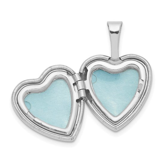 Sterling Silver Rhodium-plated and Diamond Sister Heart 12mm Heart Locket