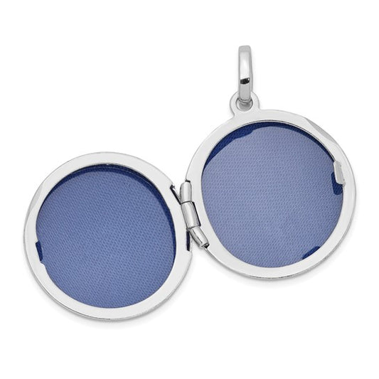 Sterling Silver Rhodium and Gold-plated Round St. Christopher Locket