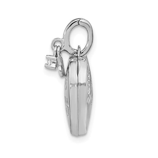 Sterling Silver Rhodium-plated Happy 16th Birthday with CZ Heart Locket