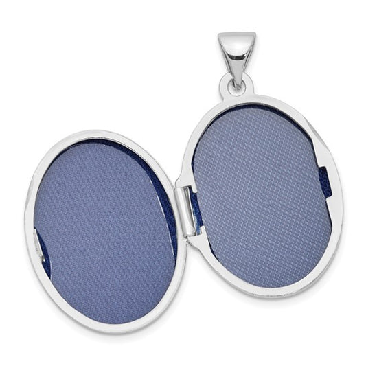 Sterling Silver Rhod-plated and Gold-plated Floral Granddaughter Oval Locket