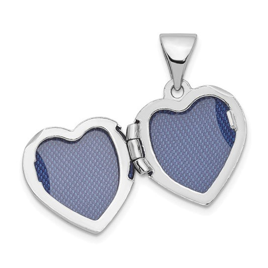 Sterling Silver Rhodium-plated with Gold-plated Dia with Charm Heart Locket