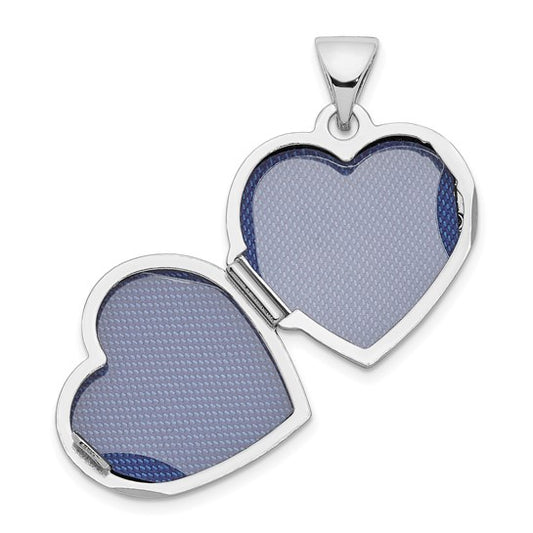 Sterling Silver Rhodium and Gold-plated 15m Heart Foot Prints Locket