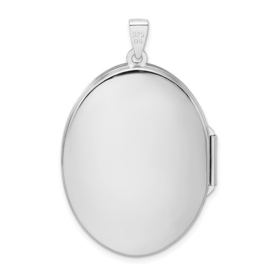 Sterling Silver Rhodium-plated Oval Scroll Locket