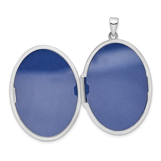Sterling Silver Rhodium-plated Oval Scroll Locket