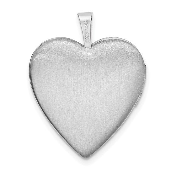 Sterling Silver Rhodium-plated Textured and Polished Paw Prints Heart Locket