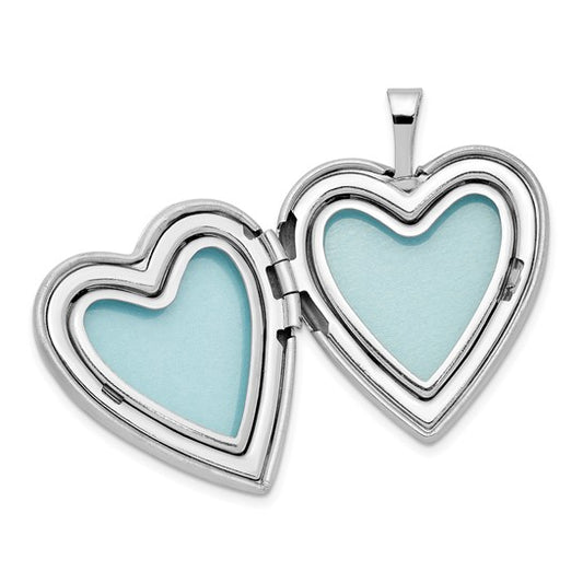 Sterling Silver Rhod-plated Diamond Satin/Polished In Memory Heart Locket