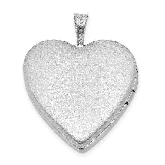 Sterling Silver 20mm Diamond Mija Satin and Polished Heart Locket