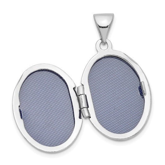 Sterling Silver Rhodium-plated 17x14mm Butterfly Oval Locket