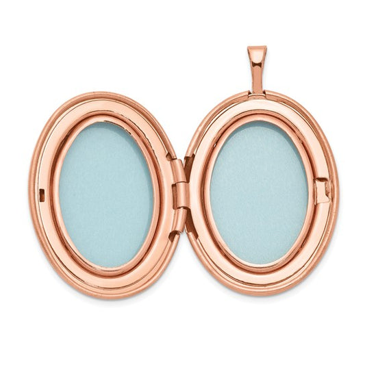 Sterling Silver Rose Gold-plated Satin and Polished 2-Frame Heart Locket